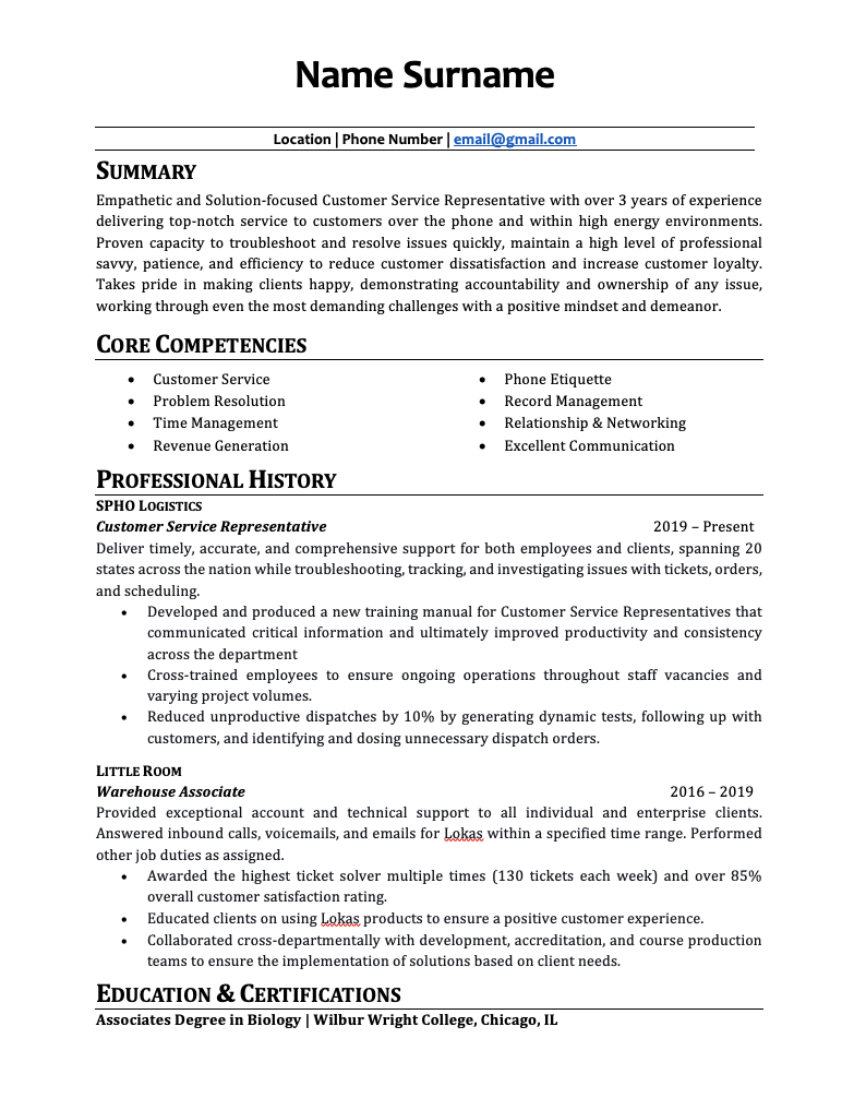 Sample Resume